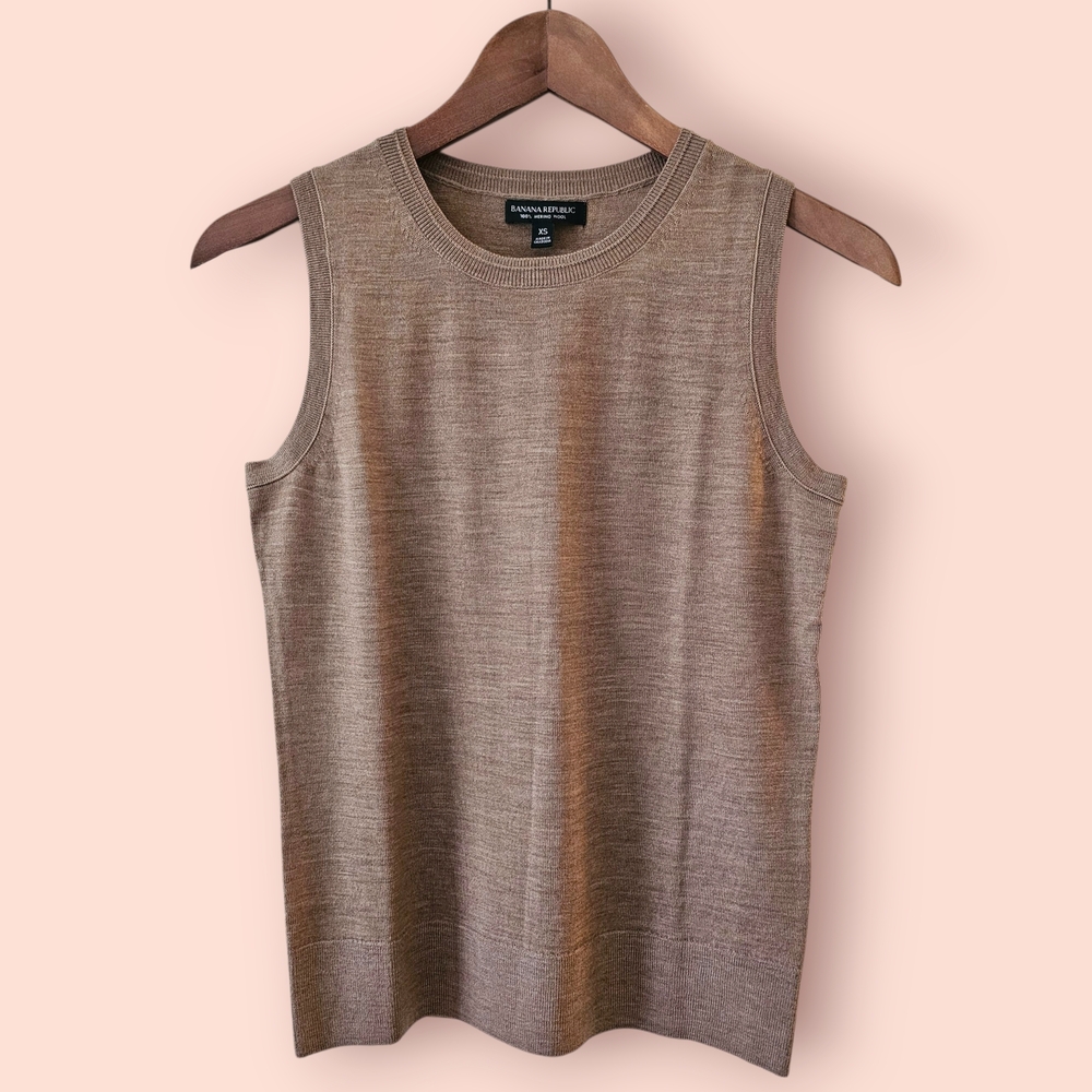 Banana Republic Brown Sleeveless Top Merino Wool EUC